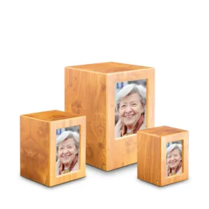 MDF Urn met fotolijst - Lichtbruin met fotolijst