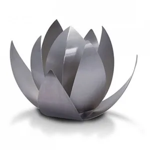 Metalen urn van RVS, model Lotus, zilverkleurig