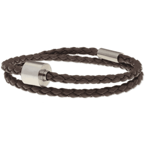 As armband gevlochten leder bruin diverse maten