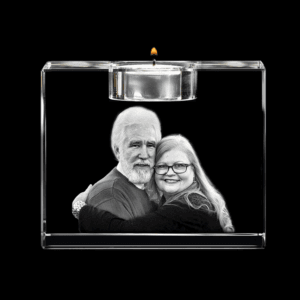 Foto in glas met waxinelichtje