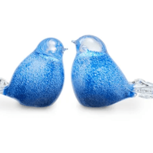 Vogel urn (glas) - Blauw-Wit