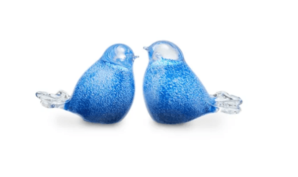 Vogel urn (glas) - Blauw-Wit