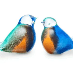 Vogel urn Oranje Blauw Zwart - (Glazen urn)