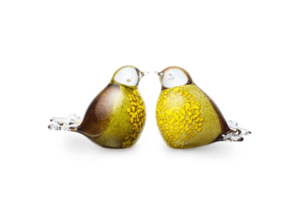 Vogel urn (glas) - Bruin-Groen-Geel