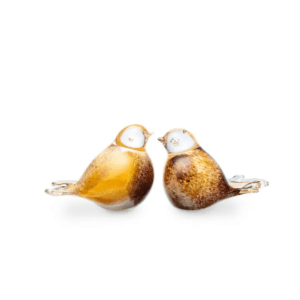 Vogel urn (glas) - Bruin-Geel-Wit
