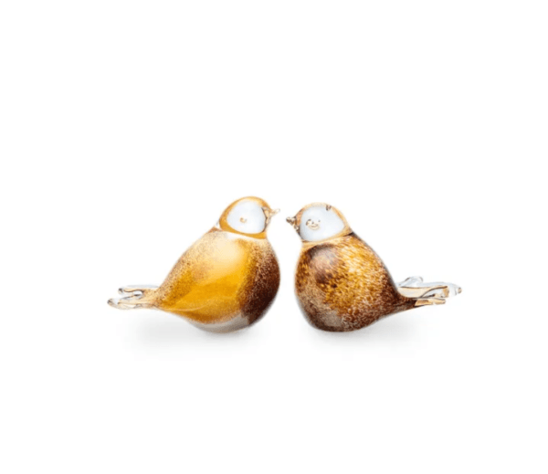 Vogel urn (glas) - Bruin-Geel-Wit