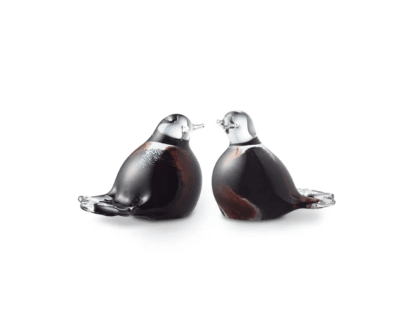 Vogel urn (glas) - Bruin-Wit-Zwart