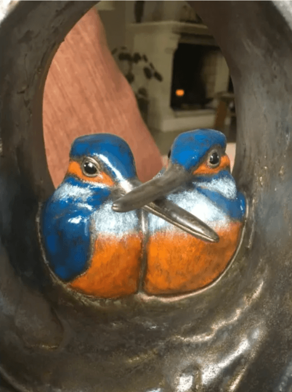 Vogel urn (keramiek) - IJsvogel duo - Afbeelding 2