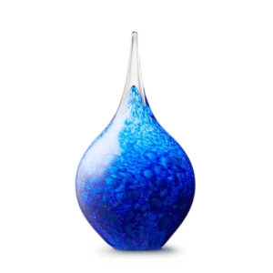 Glazen urn druppel blauw