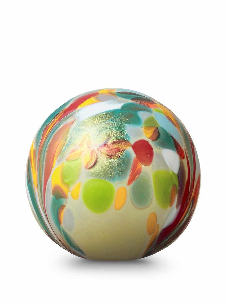 Glazen urn - Geel met kleurrijke stippen (Flowerfield) 4 Glazen urn Geel met kleurrijke stippen 0,5 liter