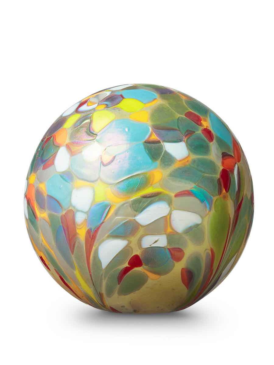 Glazen urn - Geel met kleurrijke stippen (Flowerfield) 3 Glazen urn Geel met kleurrijke stippen 1,5 liter