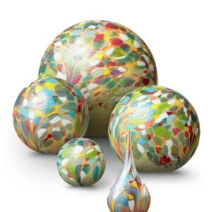 Glazen urn - Geel met kleurrijke stippen (Flowerfield)