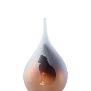 Glazen Dierenurn kat druppel cognac