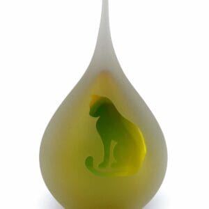 Dierenurn groen kat druppel zittend medium