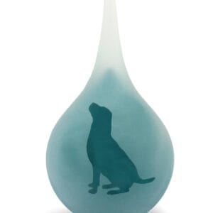 Glazen urn voor hond Turquoise druppel medium hond