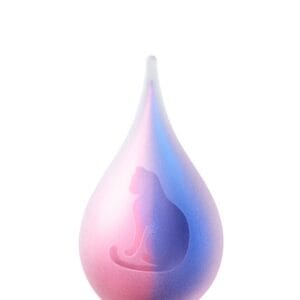 Dierenurn roze blauw druppel kat