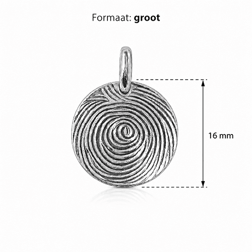 Zilveren hanger met vingerafdruk - Rondje - Wetenschap 2 hanger zilver rond groot